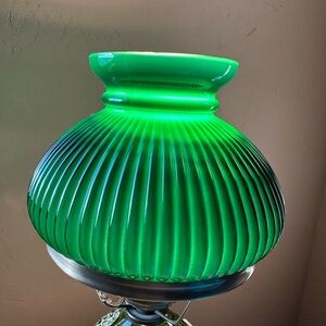 Vibrant Green Ribbed Glass Lamp Shade